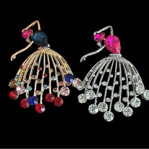 Elegant Lady with Long Dress Brooch NEW - your choice